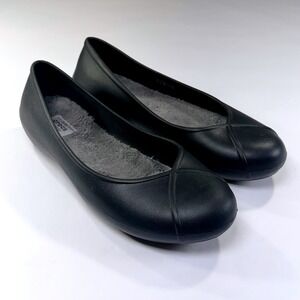 Crocs Olivia ll Flats Womens 10 Black Slip On Ballet Faux Fur Lined Comfort Shoe